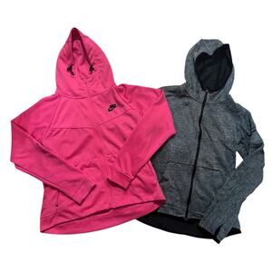 Nike Women’s Jackets Hoodie Full Zip Size Medium Bundle of 2 Pink/Black
